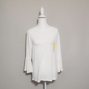 Brand New Ruffle Sleeve T-shirt Artic White Large